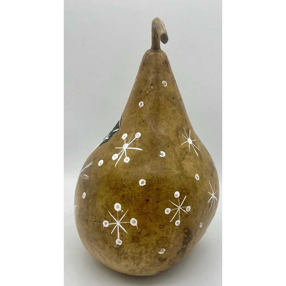 Primitive Hand‎ Painted Snowman Gourd 10